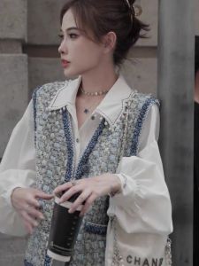 French Style Heavy Knitting Shoulder Pad Vest Womens Fashion Autumn Season No Sleeve Cardigan Knitted Woolen Outerwear