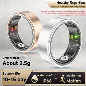 Smart Fitness Ring – Minimalist Zinc Alloy Design IP68 Waterproof Gesture & Touch Control Multi-Sport Tracker for Men & Women Magnetic Charging Sleep Tracking Step Counter Office & Travel Wearable (Rechargeable Health Ring)