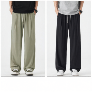 izzue | Breathable Icesilk Adjustable Cord Summer Loose Straight Trousers For Men