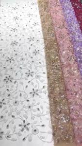 1 Yards Sequins African French Mesh Beaded Lace Fabric 2026 High Quality Lace Nigeria Luxury Lace Fabric For Party Dress Women