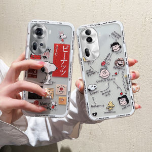 Ins Style Casing OPPO Reno11 Pro Reno 11 Pro A59 5G New Cute Cartoon Snoopy Charlie Couple Phone Case Silicone Transparent Soft Back Cover 2024