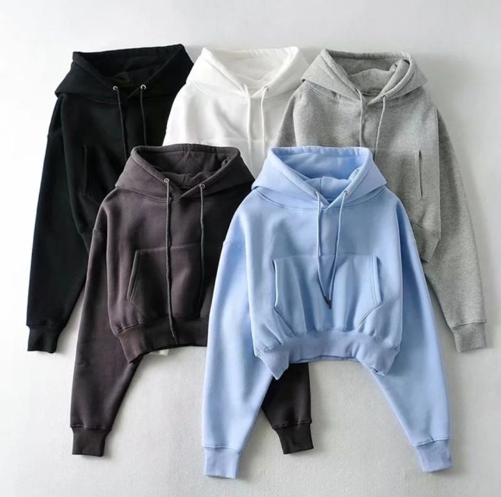 SWEATER CROP WANITA HOODIE JUMPPER