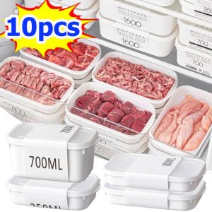 10pcs Sealed Food Grade PP Fresh-keeping Box / Japanese Style Refrigerator Organizer Box with Lid / Large Size Fruit Meat Food Storage Box / Multifunctional Lunch Plastic Box