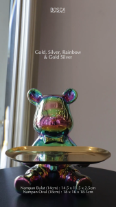 Bosca Living - Rabbit & Mickey Bear Tray / Pajangan Bentuk Kelinci dengan Nampan Oval / Pajangan Rumah Living Room Dekorasi Home Living / Pajangan Beruang Keramik