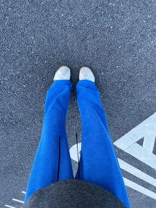LIUBU | Klein Blue Snakeskin Patterned Breathable Slim-fit Ice Silk Tapered Casual Pants