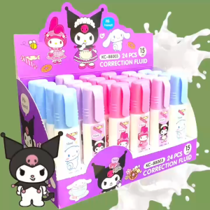 Kuromi School Supplies Set - Sanrio 15ml Correction Fluid with 15ml Correction Pen Liquid Eraser - Quick Dry Correction Liquid - Great for School & Office Supplies