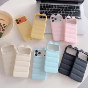 INS Cute Fortune Cat Ears Phone Case For iPhone 17 Air 16 15 14 13 12 11 Pro Max Plus Fashion Candy Air Cushion Shockproof Cover