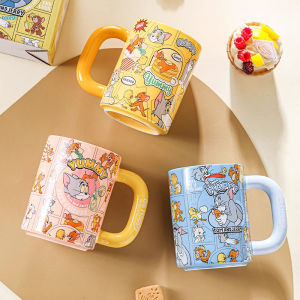 Creative Ceramic Cat And Mouse Mugs Large Capacity Drinking Coffee Cups High Aesthetic Value Double Ear Handle Water Cups