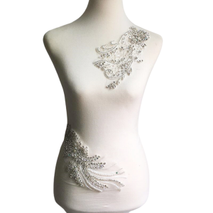 Váy Cưới DIY Thêu Hạt Đá Pha Lê Trắng Sang Trọng Áo Khoác Lông Cáo Áo Khoác Ngoài Trang Trí Hoa Thủ Công May Vá Thủ Công