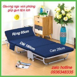 Giường gấp văn phòng ngủ trưa khung thép chịu lực sơn chống gỉ đệm cao su non bọc vải cotton - Giường xếp thông minh( rông 65cm x dài 180cm x cao 26cm )