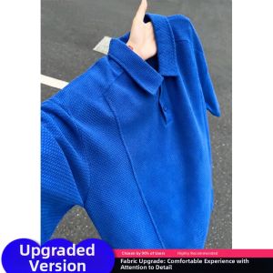 CHENMU | Breathable Blue-Black Dragon Scale Polo Shirt