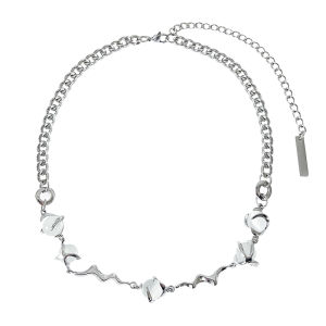 Original Day Series Jade Beads Titanium Steel Necklace for Men and Women Fancy Light Luxury Minority Hip Hop Trendy Clavicle Chain for Men