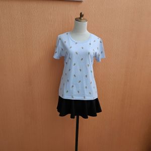 atasan kaos wanita biru muda pastel motif ice cream COLORBOX cewek M lengan pendek santai