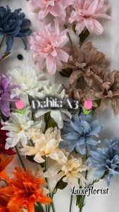 Bunga Dahlia Tangkai Panjang Cabang 3 artificial Bunga Imitasi kain untuk Hiasan dekorasi rumah cafe kamar dan wedding atau dekorasi pelaminan artificial palsu kain premium termurah