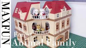 Simulation Kitchen Forest Family Small House Double Three- Story Villa Reindeer Animal Model Girl Dollhouse Furniture Toy Gifts