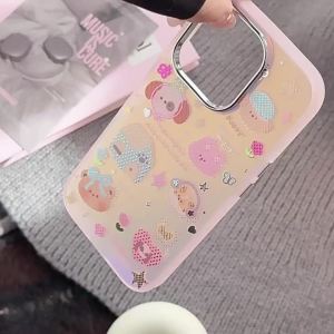 Korean Gilding Laser Cute Cartoon Animals Party Phone Case For iPhone 16 15 14 13 12 Pro Max Shockproof Protective Hard Cover