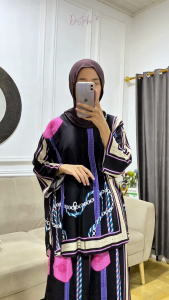 Amilla - Pajamas Wanita Motif Terbaru Rayon Dewasa Tunik One Set Daily Celana Lengan Panjang