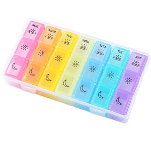 Upgraded Extra Large Weekly Pill Organizer 3 Times A Day Travel Portable Pill Box 7 Day with A Moisture-Proof Clear Storage Box