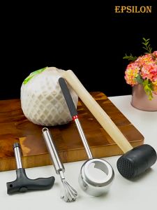 Dụng Cụ Mở Vỏ Dừa Khui Vỏ Dừa Bằng Thép Không Gỉ Bộ 3 Món Khui Dừa Count Coconut Opener Tool
