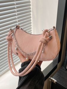 Meria Underarm Bag for Women 2024 New Fashionable Versatile Crossbody Shoulder Bag Casual Zipper Closing Pure Color Pattern