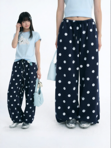 JNXS | Color Block and Letter Print Knitted Casual Pants