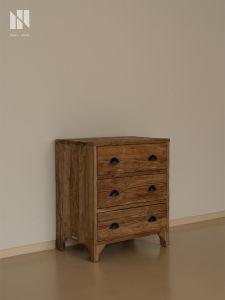 NONG HOME | Vintage Wabi-sabi Style Triple Drawer Cabinet for Bedroom and Living Room