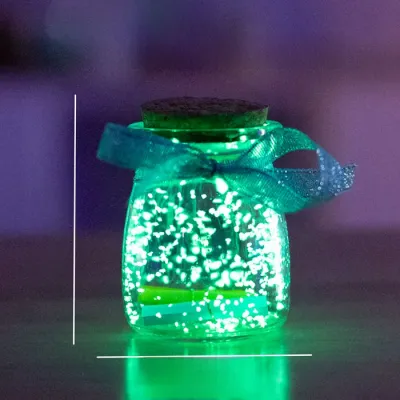 Glow-in-the-dark wish bottle with origami stars