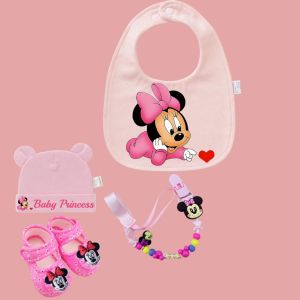 Disney | Newborn feeding baby bib cute baby nipple holder chain baby toy nipple fastener newborn hat newborn shoes gift package 0-8M