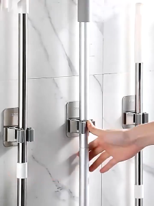 304 Stainless Steel Mop Holder Hook Rack Hanger Broom Holder Wall Mount Heavy Duty Gantung Penyangkut Mop Penyapu Umbrealla Wood Stick Bar Holder 拖把夹