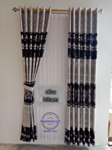 Gorden Jendela Pintu Minimalis Motif Printing Emas Kualitas Premium Grade A 5 Gelombang 10 Lubang
