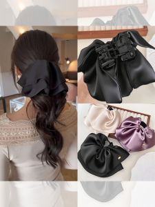 Elegant French Style Satin Hair Tail Clip Womens New 2025 High-End Feeling Hair Clip Back of Head Hair Accessory