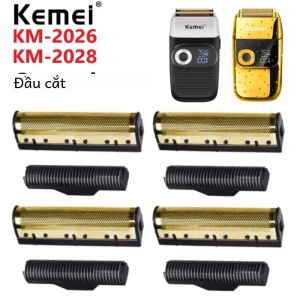 Đầu Dao Cạo Điện Kemei Chính Hãng Lưỡi Dao Vàng Lưới Cắt Dành Cho Máy Cạo Râu Nổi KM-2026 KM-2028 Thép Không Gỉ Dùng Được Khi Khô/ướt