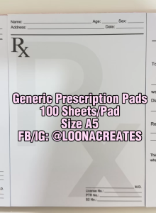 Prescription Pads Generic RX Med Cert Lab Request Pads | Size A5 100 Sheets | Loona Creates