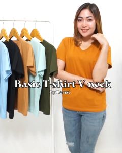 Pilihan 1 Kaos V-NECK Atasan Wanita / Kaos Polos fashion wanita Terbaru Basic T-Shirt Lerist