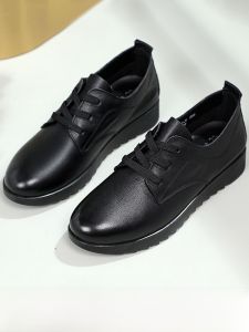 SHIPAILUO | Leather Fleece Lined Flat Heel Womens Shoes Soft Bottom Anti-Slip Spring New Style Casual Round Toe Comfortable Mom Shoes