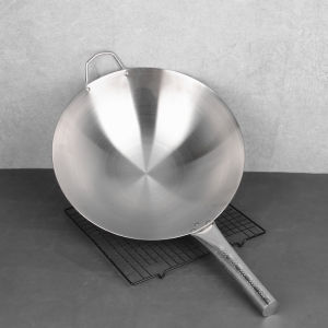 Nipiin 32~43CM Non Stick Pan Stainless Steel Single Handle Non-slip Large Wok Raging Fire Stove Frying Pan Thick Wok