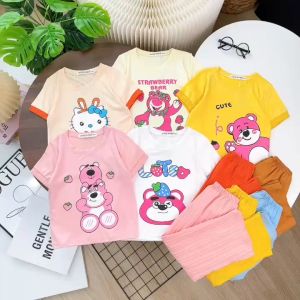 (Bé 19-30kg) Bộ quần dài đũi xốp ống xuông áo thun lạnh rất dễ thương cho bé gái