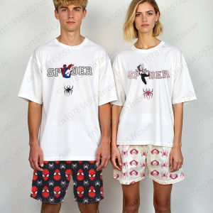 Hot Toys | 2026 New Summer Spider&Gwen Couples Matching Spider Pajama Set His Hers T Shirt Shorts Homewear Loungewear Outfit Adult/Kids Tee