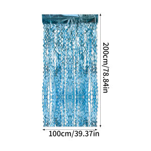 Tinsel Foil Fringe Curtain Glitter Blue Foil Fringe Backdrop Wall for Baby ShowerMermaidUnder The SeaBirthday Party Decor