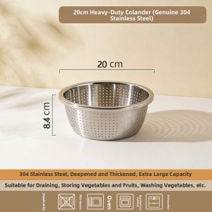 BAICHANG | Food Grade 304 Stainless Steel Colander Wash Basin Water Filter Bowl for Mixing and Beating