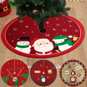 Merry Christmas Tree Skirt Snowman Xma Tree Red Cotton Xmas Tree Skirt Ornaments DIY Happy Christmas Party Decorations Supplies