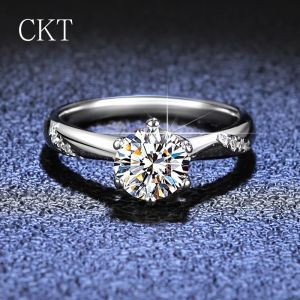cod100% Original Certified PT950 Platinum Ring Good Quality 1 Carat Moissanite Fine Jewelry Wedding Engagement Rings for Women