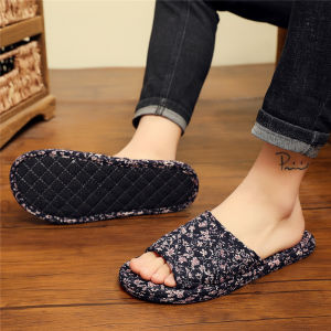 Korean Style Silent Cotton Linen Bottom Slippers Indoor Home Shoes for Men And Women Couple Home Floor Slippers Autumn Winter