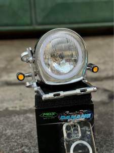 Paket Lampu Depan CB Merk MOS Set Batok Vanvan Krum Kupingan + Plat Sein Stainlis LED batok Vanvan As 31 & 33 PNP Shok CB GL MEGAPRO TIGER CERZA THUNDER RX KING NINJA