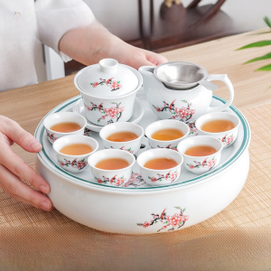 Bộ Trà Gốm Sứ Trung Quốc Nguyên Bộ Dùng Tại Nhà Bộ Trà Gongfu Chaozhou Thiết Kế Đơn Giản Tấm Lót Trà Cốc Công Bằng Cốc Trà