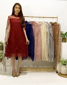 MIDI DRESS KOREA VIANEY DRES PESTA REMAJA WANITA PREMIUM STYLE LD 105 MODEL TERBARU BRUKAT BORDIR TULLLE GRETA GLITTER BROKAT TILLE BROKAT TILE