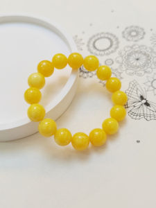Exquisite Natural Amber Honey Color Bracelet Single Circle Yellow Jade Womens Style Fashion Jewelry Hand Chain Crystal Beads
