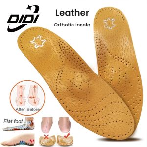 DIDI 1Pair Leather Orthopedic Insole O/X Leg Flat Feet Arch Support Shock Absorption Sole Insoles Inserts Breathable Shoes Pad for Men Women