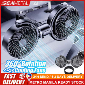 SEAMETAL Silent Car Fan Dual-Head Car Headrest Cooling Fans Free-Rotation Energy-Efficient 3-Speed Strong Wind Brushless USB Fan