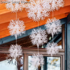 【On Sale】30Pcs Holiday White Snowflake Snow Flakes Ornaments Christmas Tree Wedding Decorations Home Festival Decor Christmas